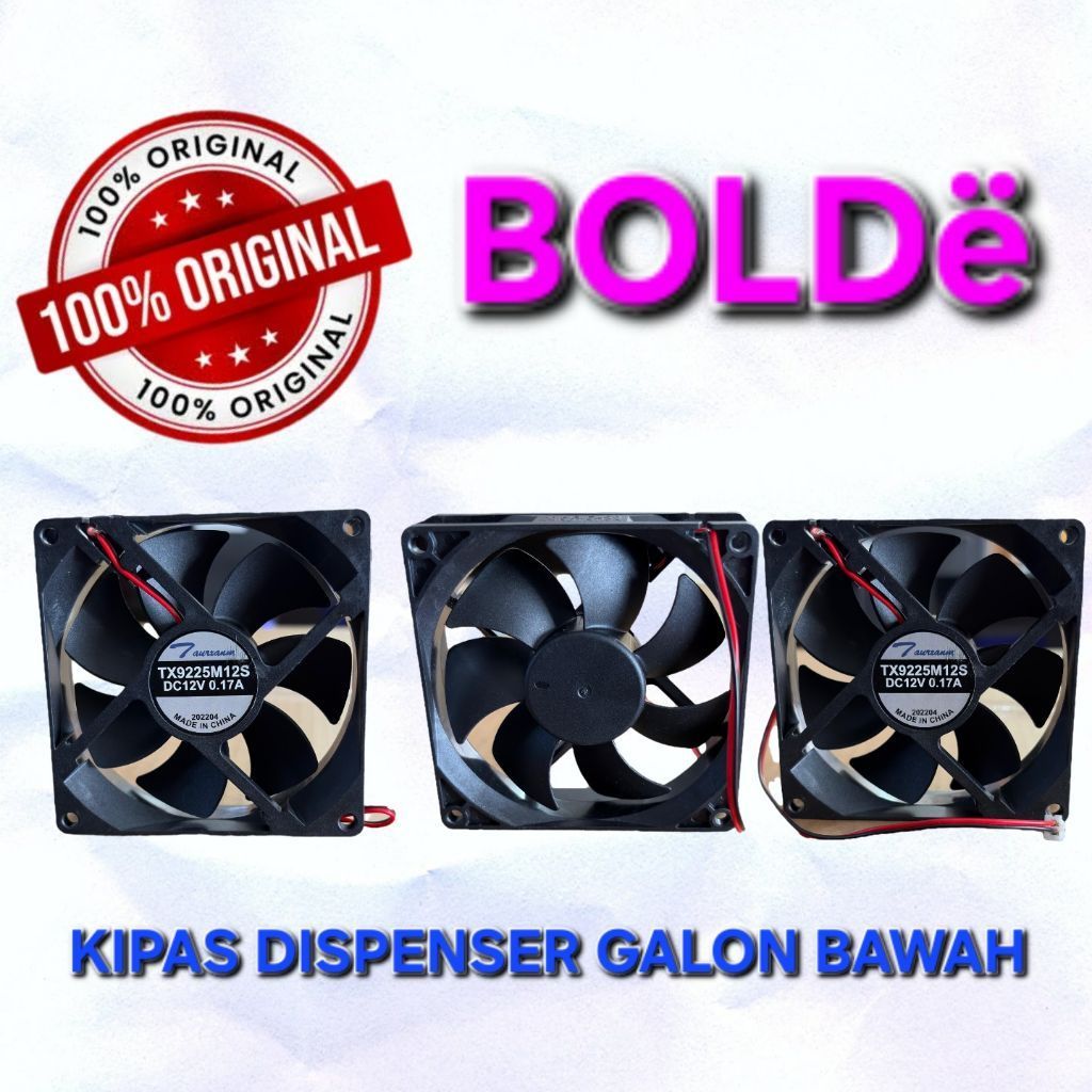 Kipas Dispenser BOLDE Galon Bawah TX9225M12S DC12V 0.17A 9×9 | Fan Cooling ORIGINAL Bolde