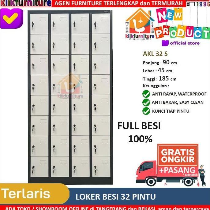 Bestgood- Loker Besi 32 Pintu Lemari Locker Full Besi AKL 32 S