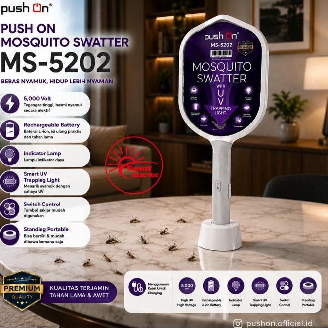 Push On Raket Nyamuk Lampu Led Bisa Dicas Ulang Ms5202