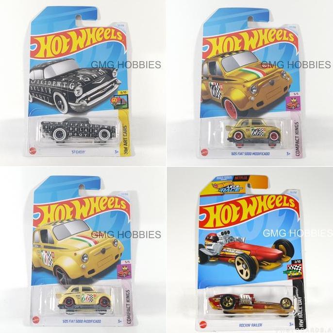 '57 Chevy Bel Air HW Art Cars - '60s Fiat 500D Modificado Compact Kings - Super Treasure Hunt STH - 
