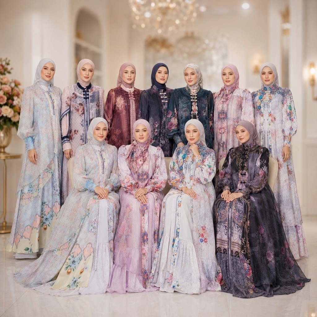ELDEENA GAMIS DRESS KATUN SILK ORGANZA SET HIJAB ORI BY ELDEENA 8164 8163 7924 7001 7074