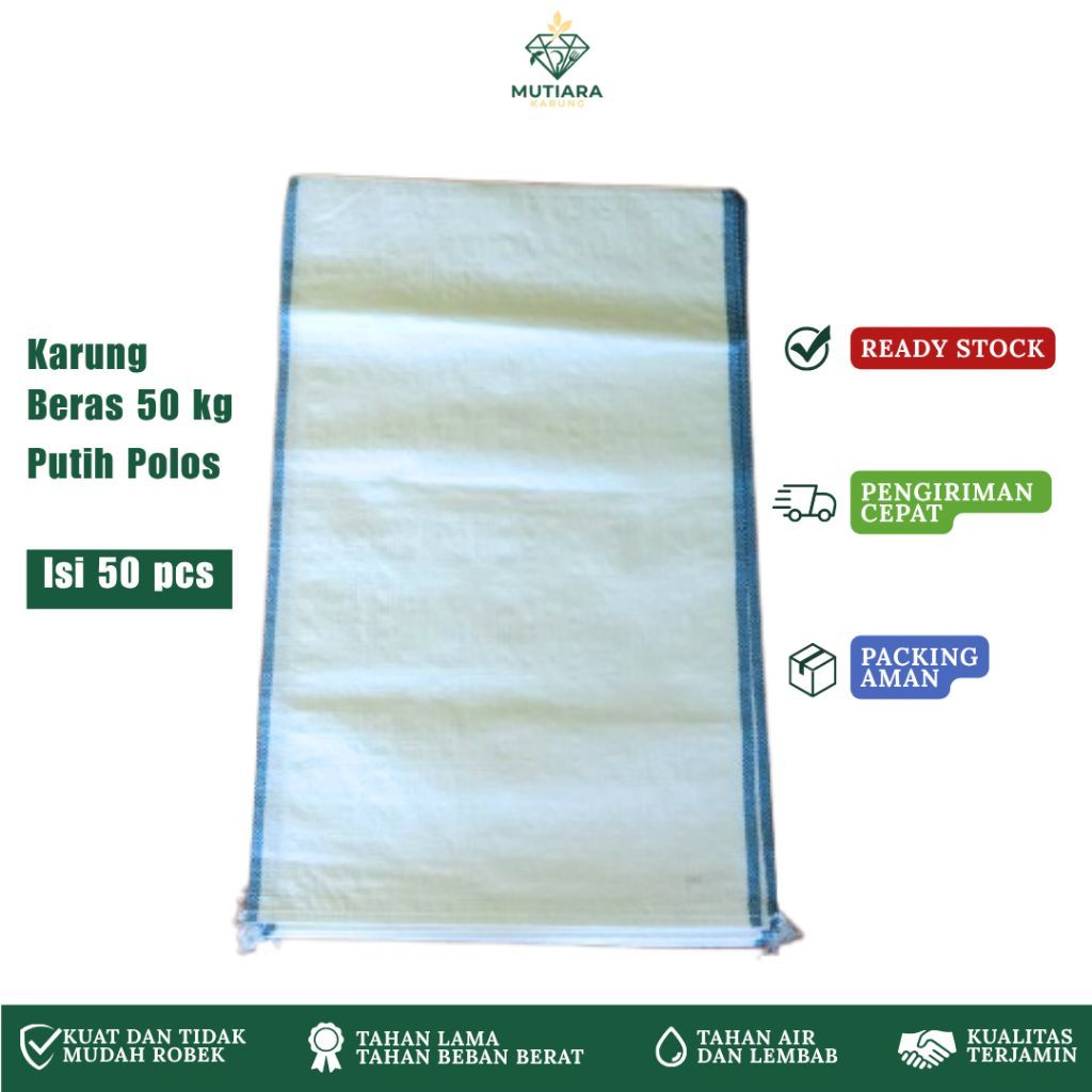 Karung Beras Ketan Putih Polos 50kg isi 50 Pcs