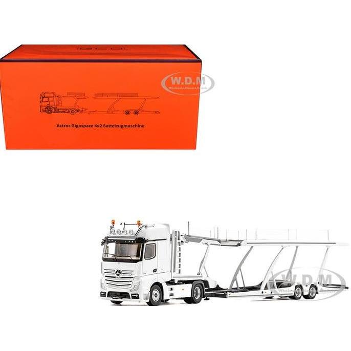 KS-069-400 - GCD 1/64 Mercedes-Benz AMG Actros Auto Transporter White Diecast Mobil Mainan Miniatur