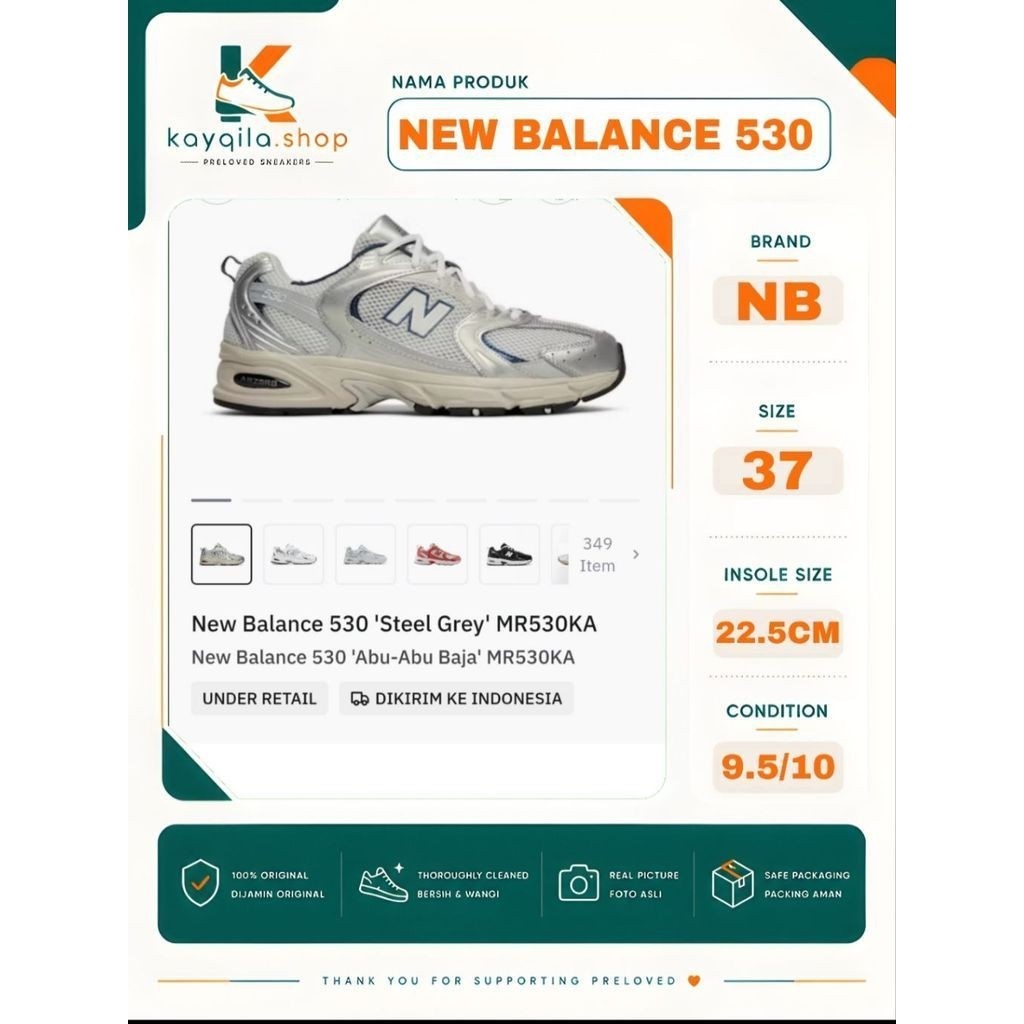 Sepatu New Balance NB 530 Size 37 Preloved Second Original