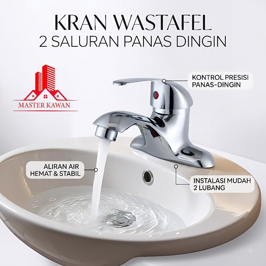 Kran Wastafel Panas Dingin 2 kaki/ Kran Wastafel 2 lubang