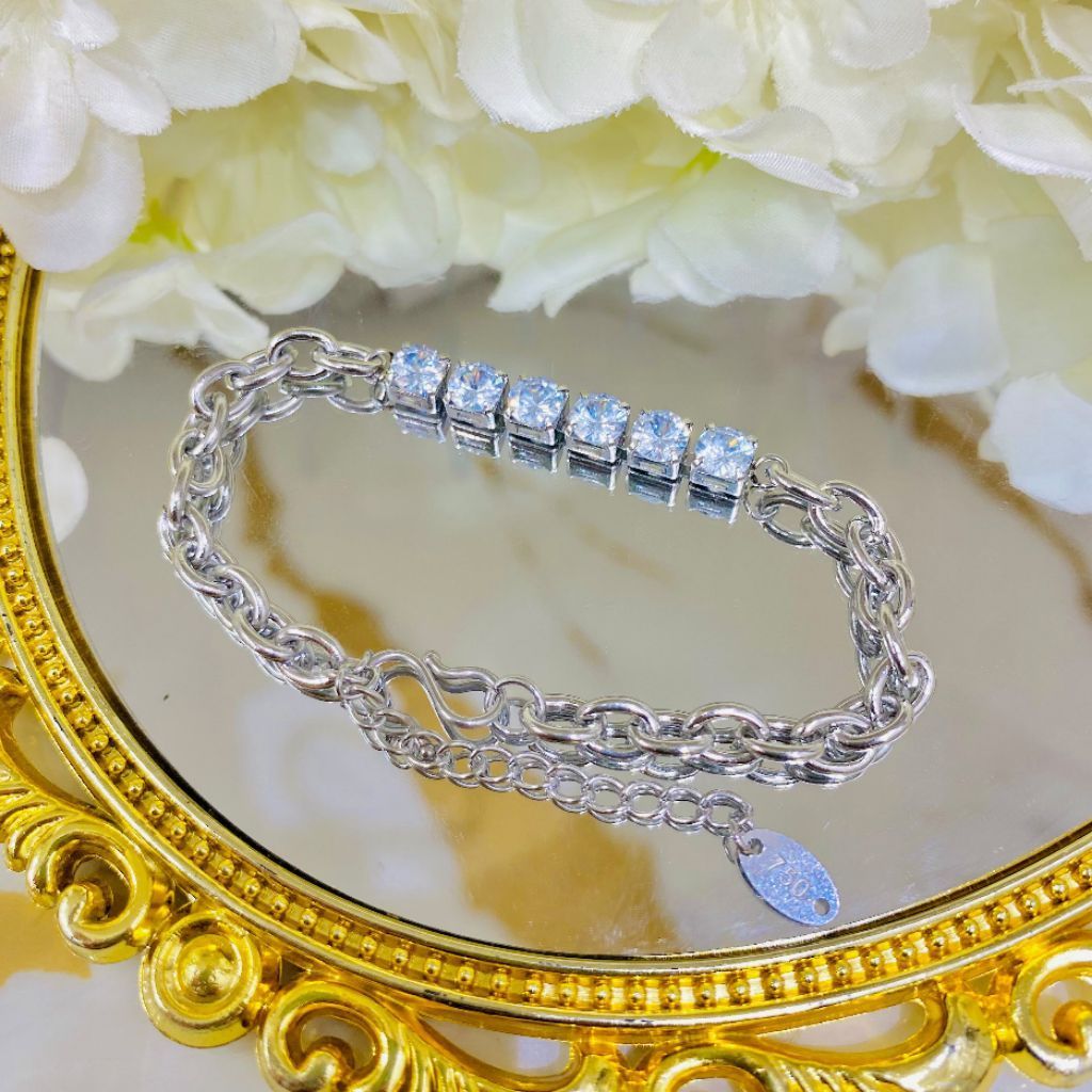 Gelang permata silver titanium
