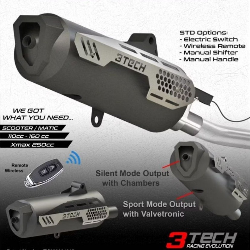Knalpot Racing/Standard Racing 3Tech STD 3 suara Shifter Manual dan EVA