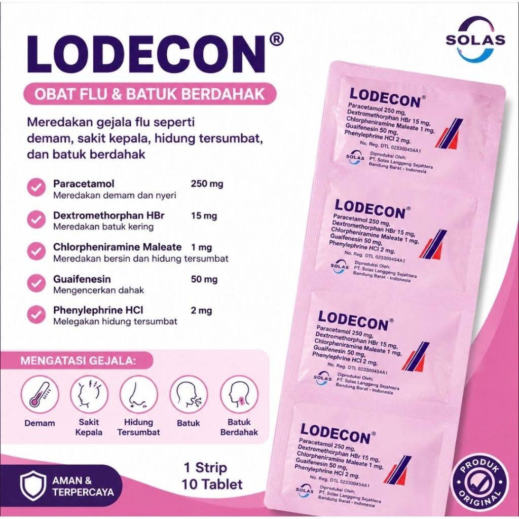 LODECON MERAH TABLET FLU DAN BATUK ISI 10 TABLET