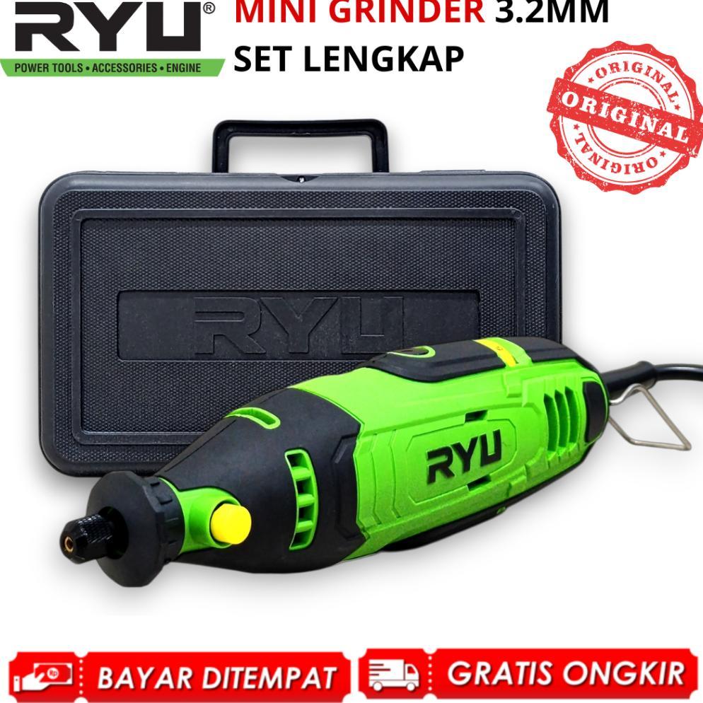 RYU Bor Ukir Mini Die Grinder RDG 3.2 Mesin Grafir Porting Gerinda Tuner SET Aksesoris ORIGINAL