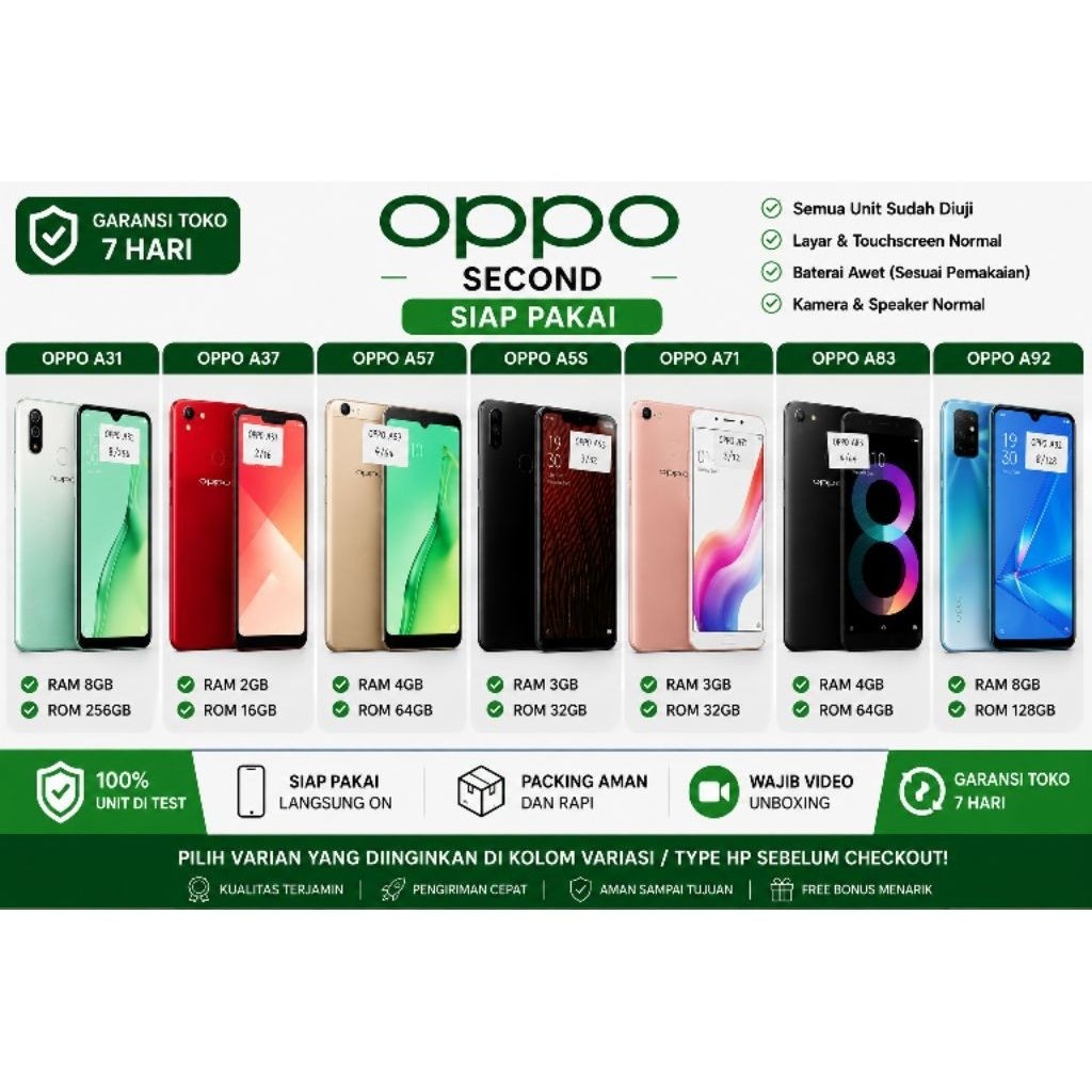 HP  SECOND ANDROID 4G OPPO F5 ram4/32 GB Hp Bekas  siap pakai I Pilih Varian