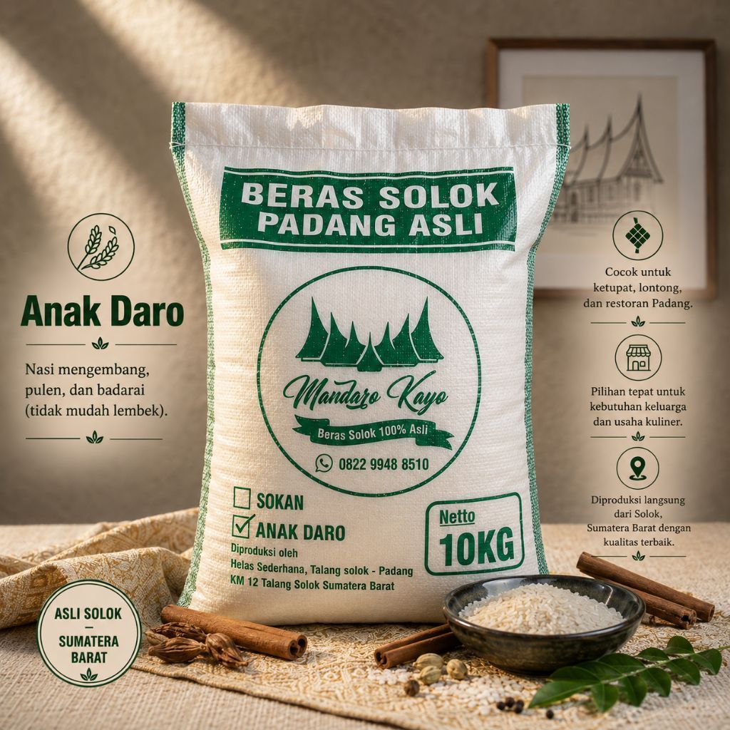 Beras Solok ANAK DARO 10kg - Bareh Solok Premium Sumatera Barat - Beras Padang
