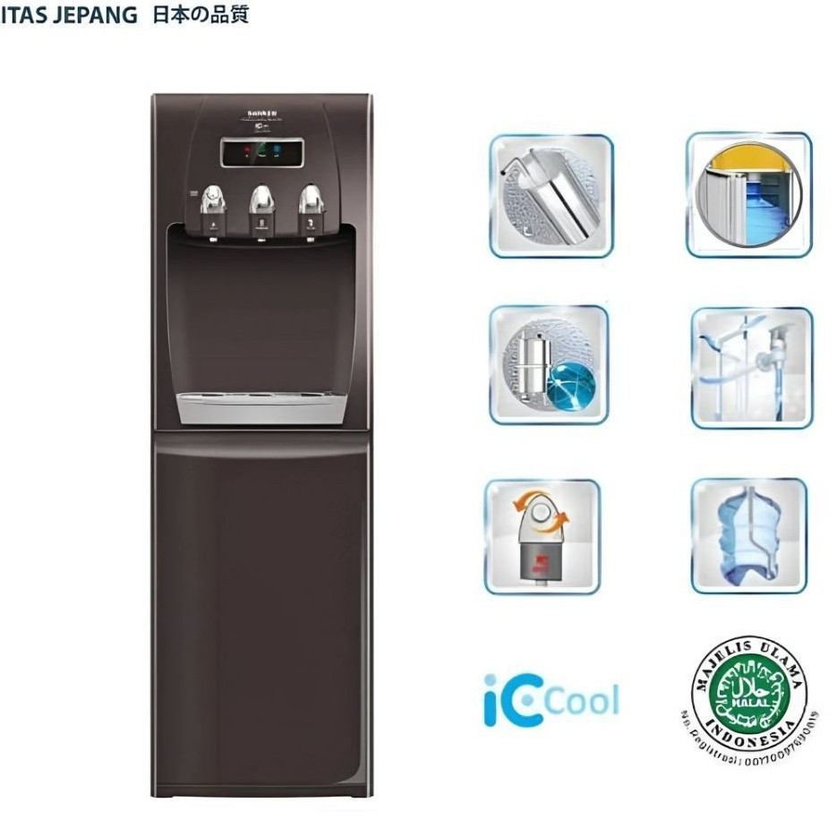 SANKEN DISPENSER AIR GALON BAWAH BOTTOM LOADING HWD-C520IC 3 KRAN PANAS,NORMAL, DINGIN/IC COOL NON K