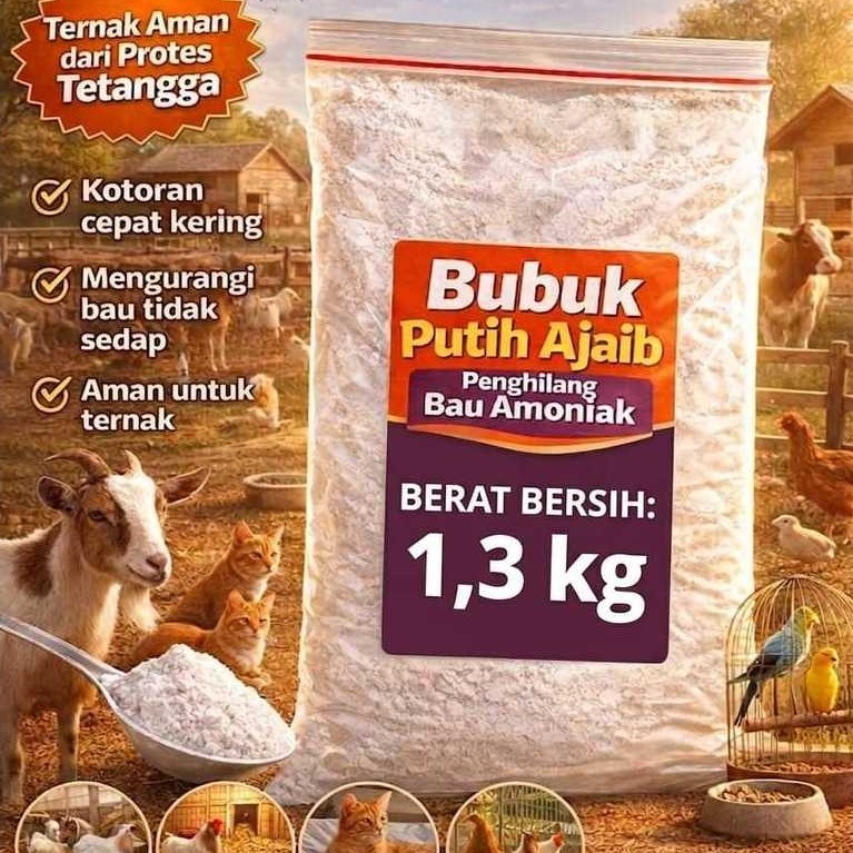 Bubuk Penghilang Bau Kandang | Anti Bau Amoniak Ternak Ayam Kambing | Pengering Kotoran Kandang | Is