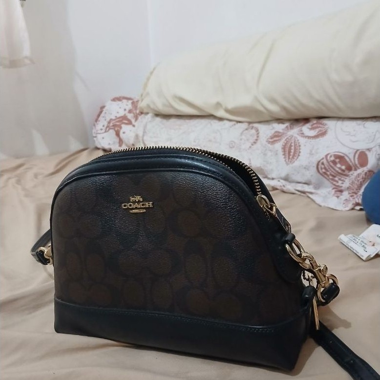 WTS Coach Dome Crossbody in Signature Coated Canvas (Model F76674) warna Brown/Black