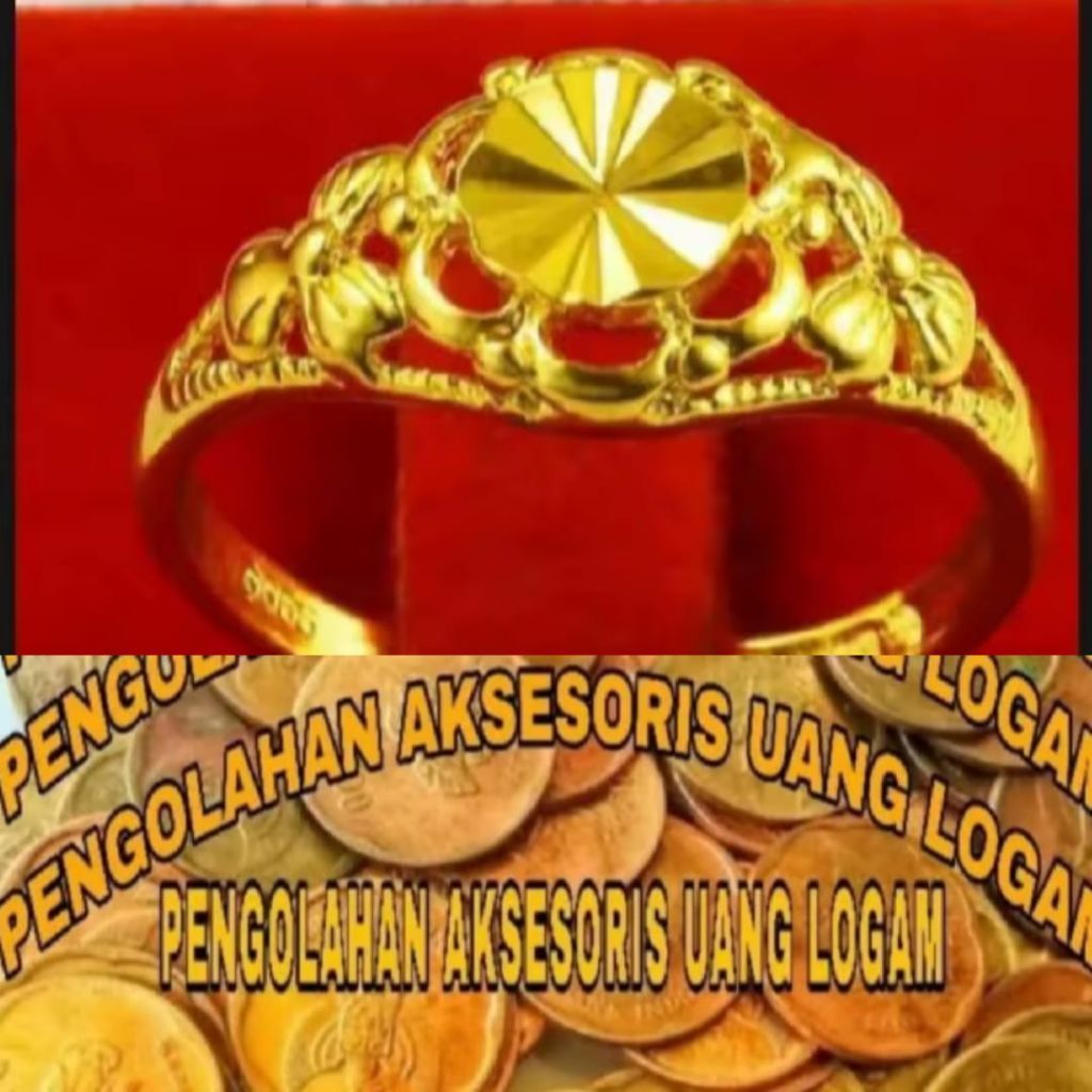 terbuat dari bahan koin logam Asli 1992 cincin elegan mewah lapis emas