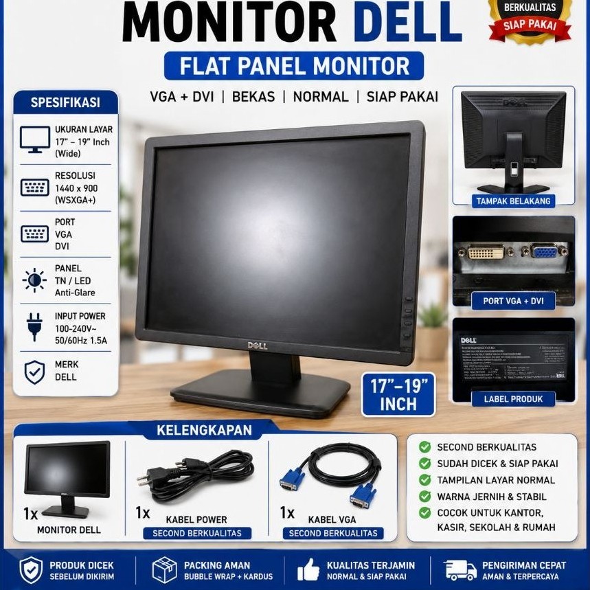 MONITOR DELL 19 wide  second berkualitas