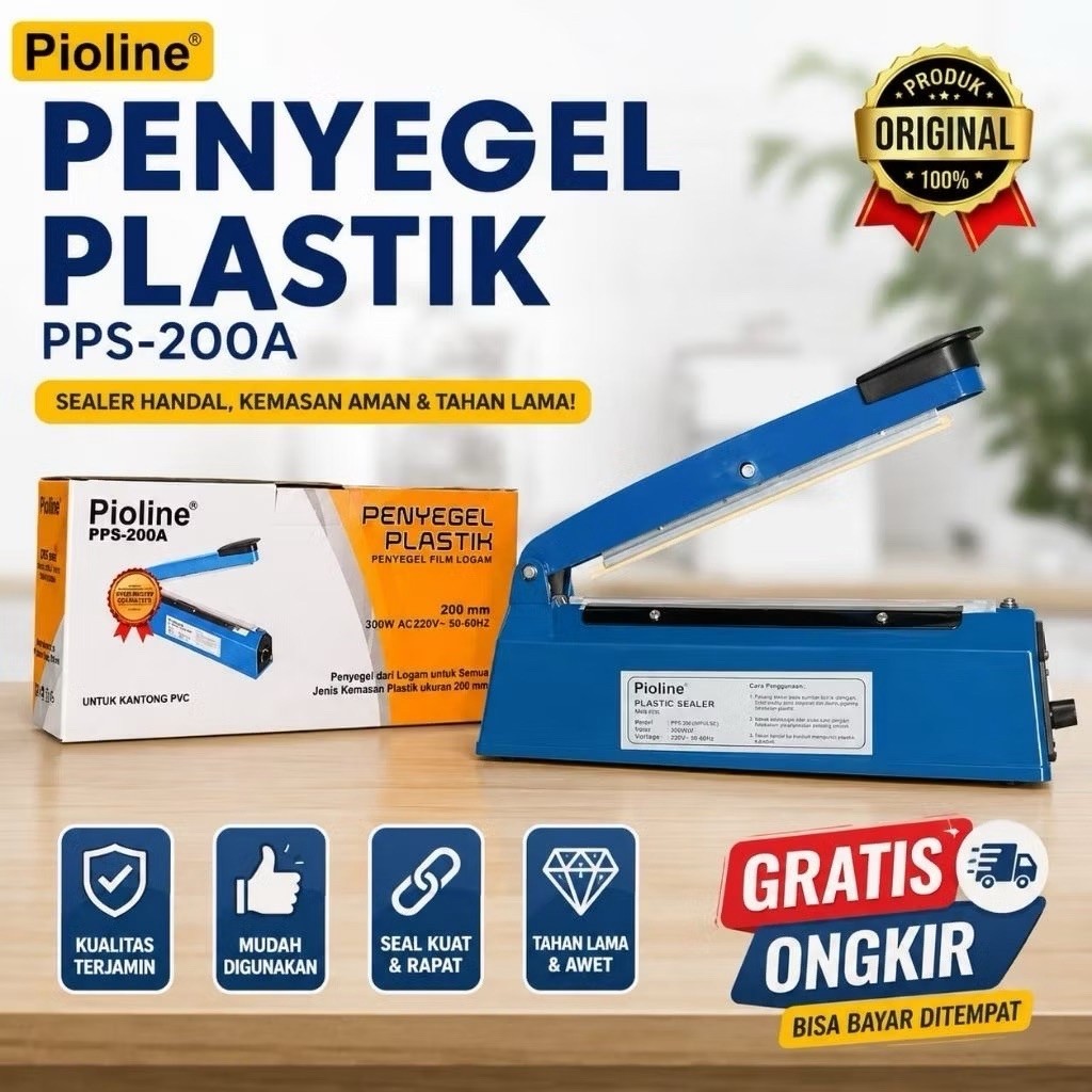 Pioline PPS-200A Mesin Sealer Plastik 200mm 300W | Penyegel Plastik PVC