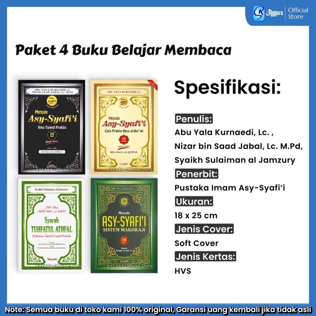 Paket 4 Buku Metode Asy-Syafi'i Ilmu Tajwid Praktis - Cara Praktis Baca Al Quran - Syarah Tuhfatul A