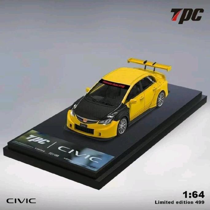 TPC 1/64 Non Figure HONDA CIVIC FD2 YELLOW CARBON HOOD 499