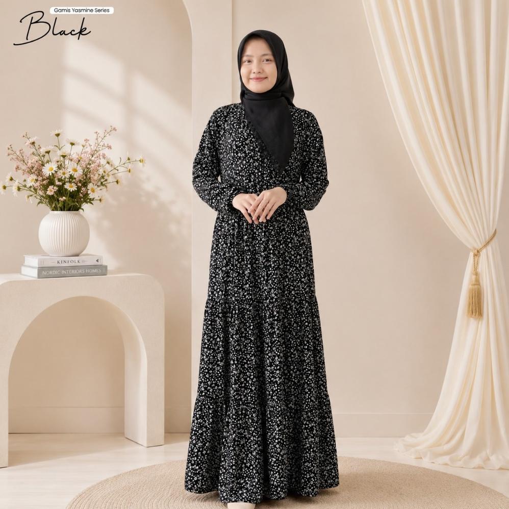 Promo Terbaru Gamis Dewasa Motif Yasmine Series By Gamisa.Id - Bahan Rayon Viscose Gamis Adem Nyaman