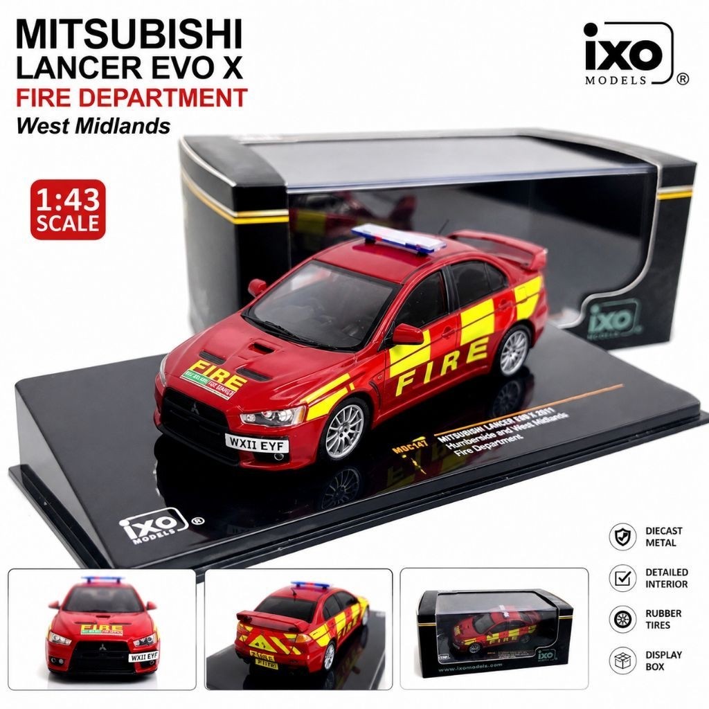 IXO 1:43 Mitsubishi Lancer EVO X 2011 Fire Department MOC147 Diecast Collector