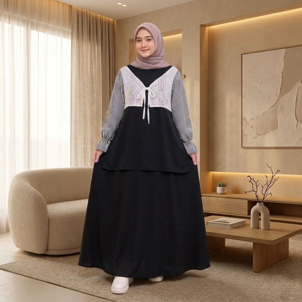 GAMIS SETROK SABRINA ANTI UV MIX BRUKAT MALIKA MIX SALUR,GAMIS SETROK SABRINA,ONESET SABRINA,GAMIS S