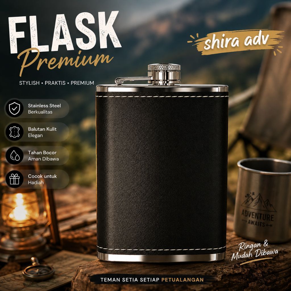 Magicwhale Botol Minum Hip Flask Stainless Steel 8oz