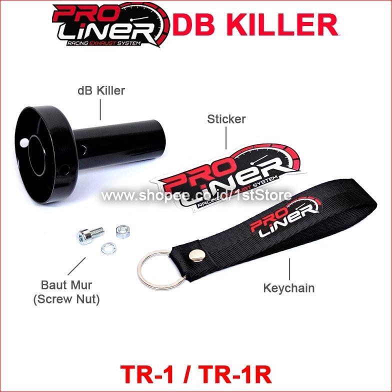 NEW DB KILLER PEREDAM SUARA KNALPOT RACING PROLINER TR1 TR-1R ORIGINAL + BAUT MUR STICKER KEYCHAIN A