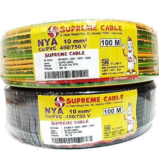 kabel listrik grounding nya tembaga kawat 1x10 mm supreme 100 meter