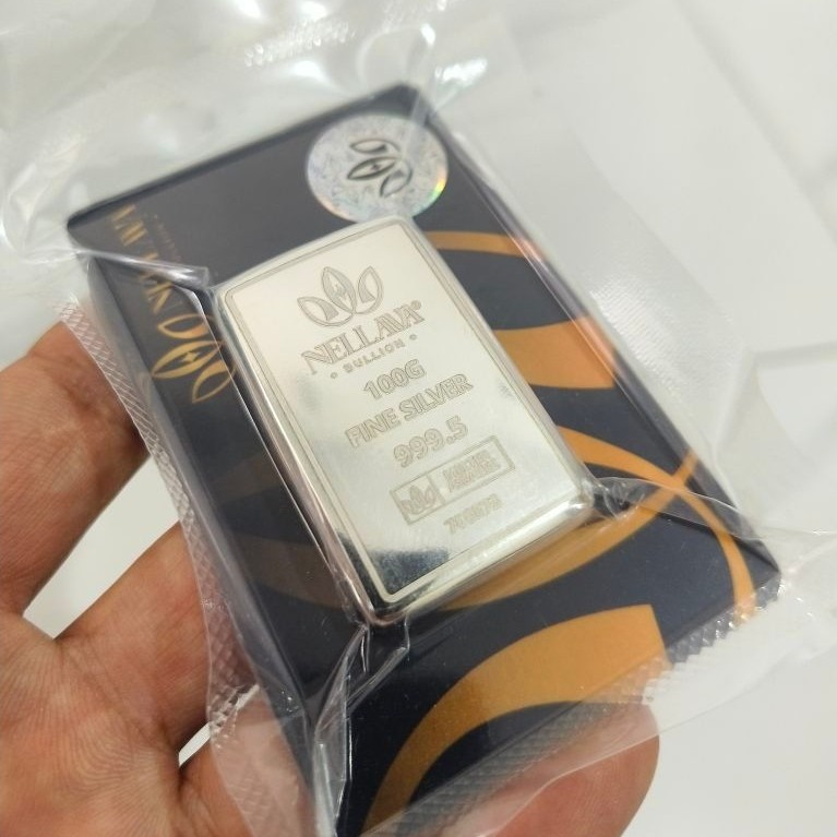 Silver / perak batangan Nellava bullion 100 gram