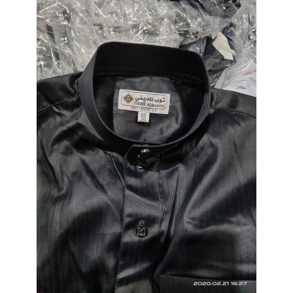 Jubah Ikhwan Thobe Almadini Polyster Hitam Pria