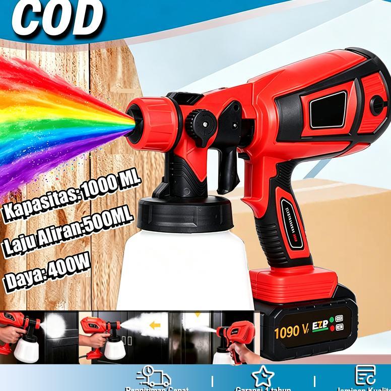 Electric Spray Gun Paint Sprayer Spraygun Cat Semprot Listrik 1000ML Rechargeable Alat Pengecatan Te