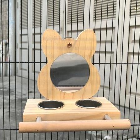MAINAN TEMPAT MAKAN MINUM BURUNG PARROT BERMAIN + CERMIN AVR-LQ-0102