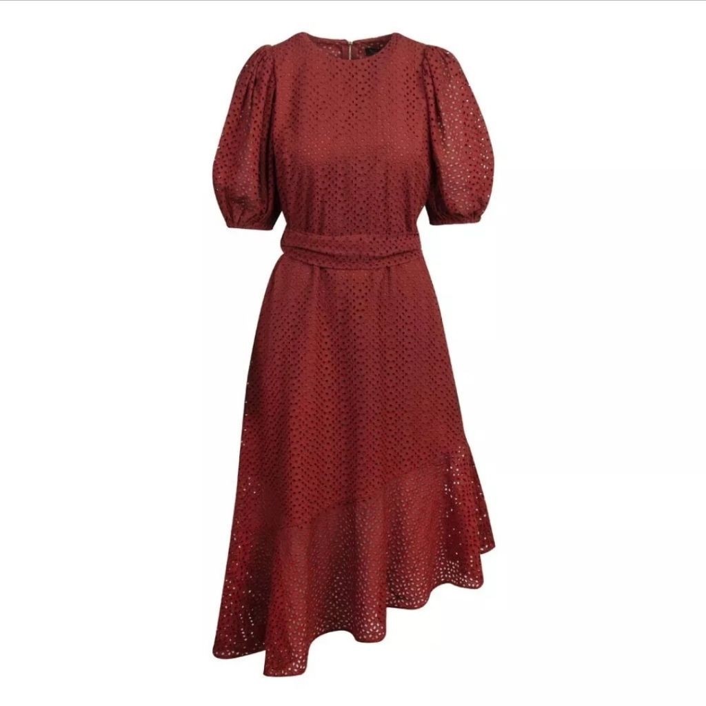 TED BAKER Asymmetric Eyelet Dress