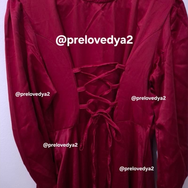 Preloved satin long dress maroon