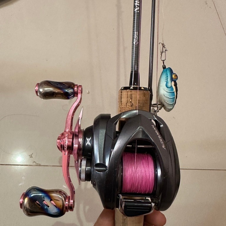 Reel BC Shimano Aldebaran 51hg bekas (second) + handle gomexus + joran