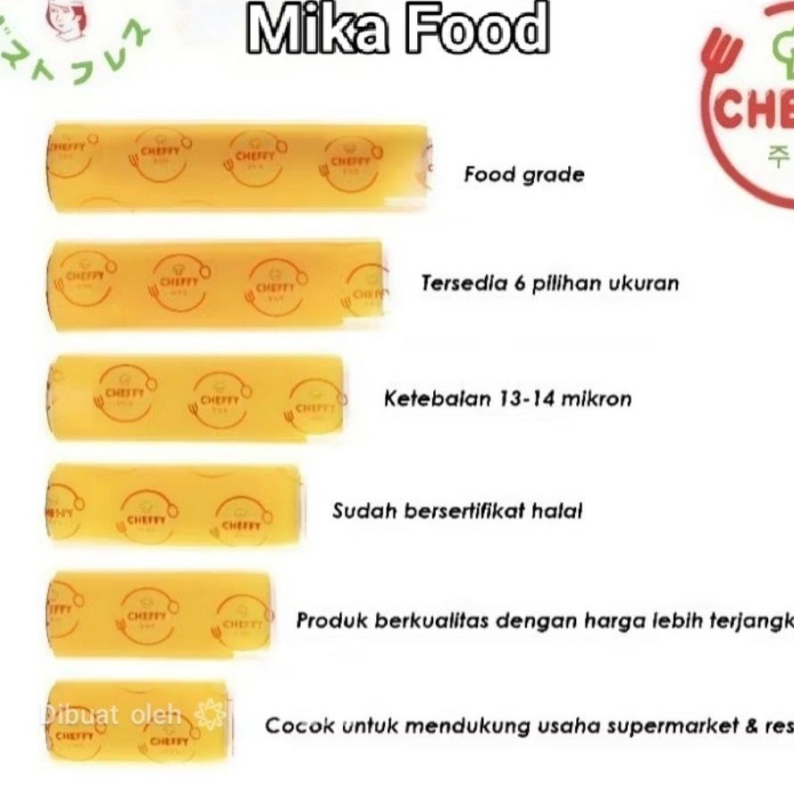 Isi 1Roll Wrapping Film Cheffy Bestfresh Plastik pembungkus makanan Plastik wrapping roll makana...