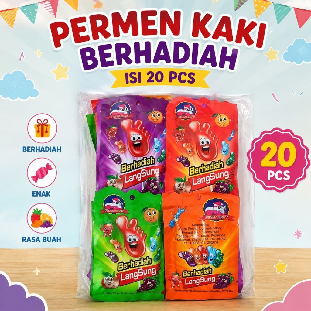 1 pak permen kaki fruity berhadiah isi 20