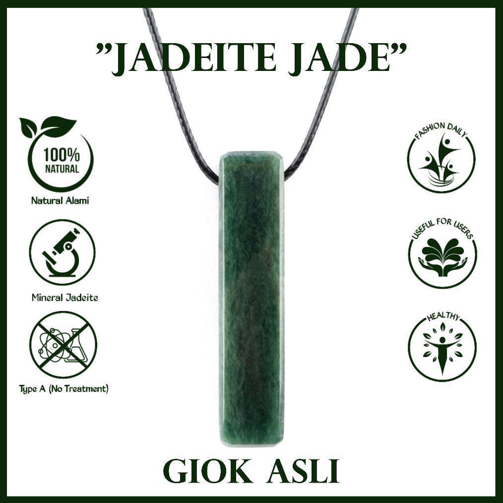 Kalung Liontin Batu Giok Hitam Natural Black Jadeite Jade Original Pria Wanita