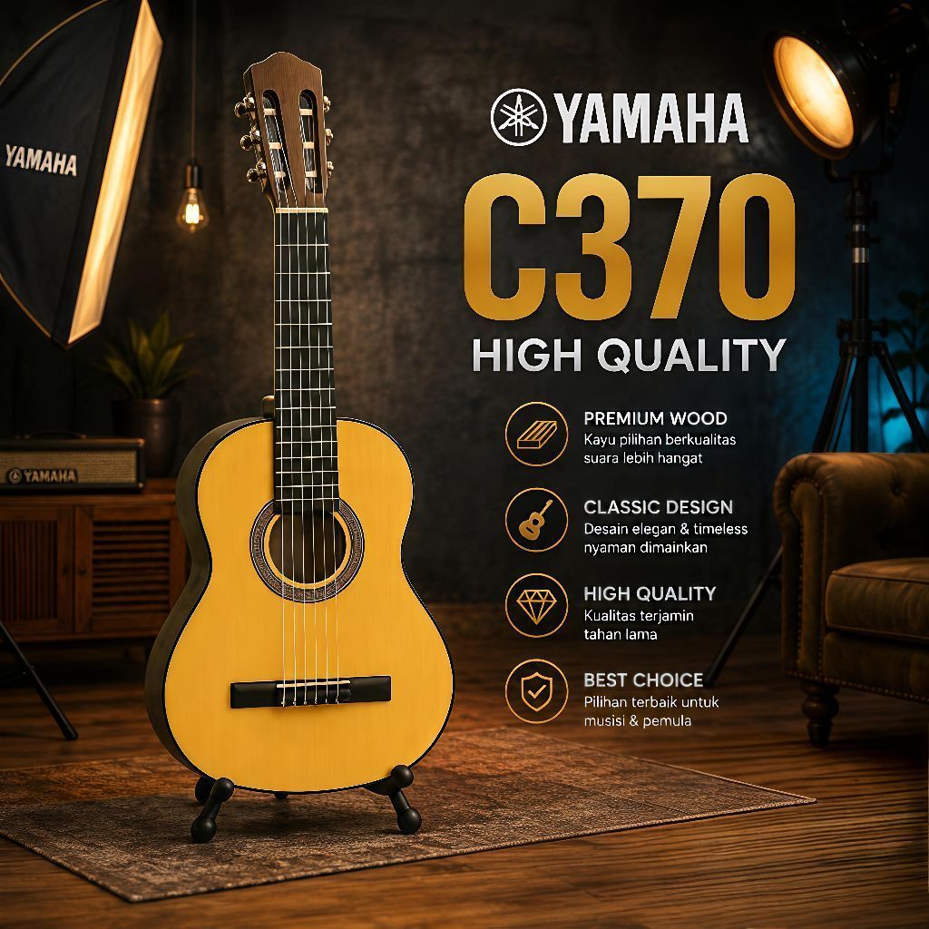 Gitar Akustik Yamaha C370 Custom Classic Nilon Nylon untuk Pemula