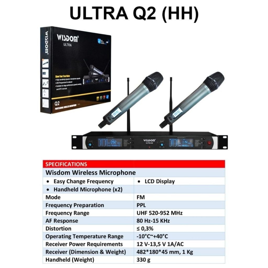 Mic wireless wisdom ultra Q2 uhf Original mic wireless wisdom
