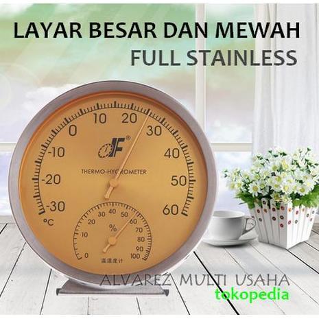 Thermometer / Termometer Hygrometer Ruangan Analog Stainless