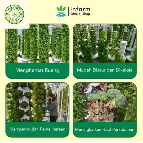 - Pot Tower Instalasi Hidroponik 18 Lubang Mini 50cm DFT Vertikal Paket Lengkap Bonus Ember Pompa Fl