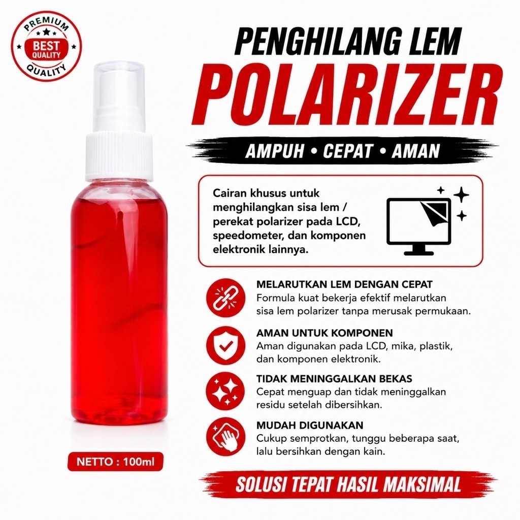 Cairan Penghilang Bekas Lem / Glue Remover Polarizer,Stiker, Mudah Digunakan [100Ml]