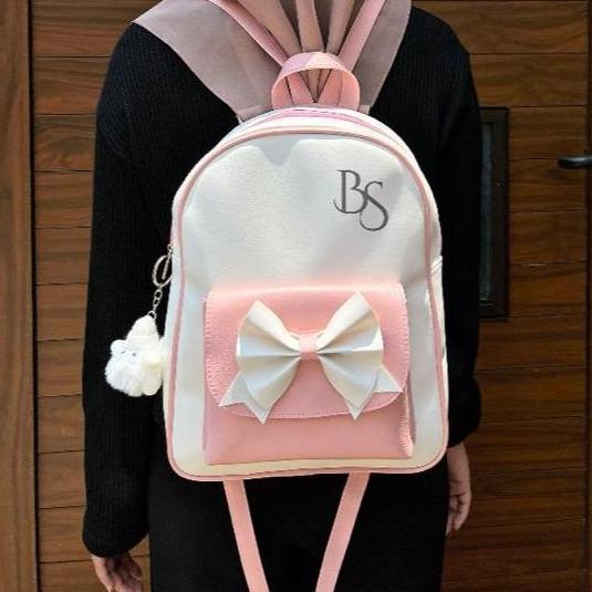 ZAFIRA Tas Ransel Sekolah Wanita Besar Kulit Sintetis Miniso T32 x L9 x P26cm dengan Resleting Tali 