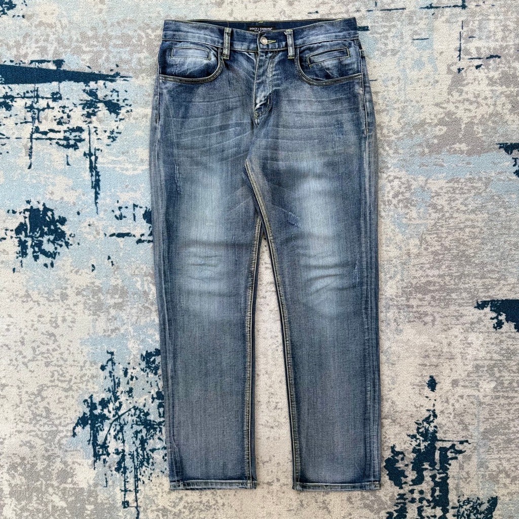 Celana dolce & gabbana blue acid wash jeans loose fit