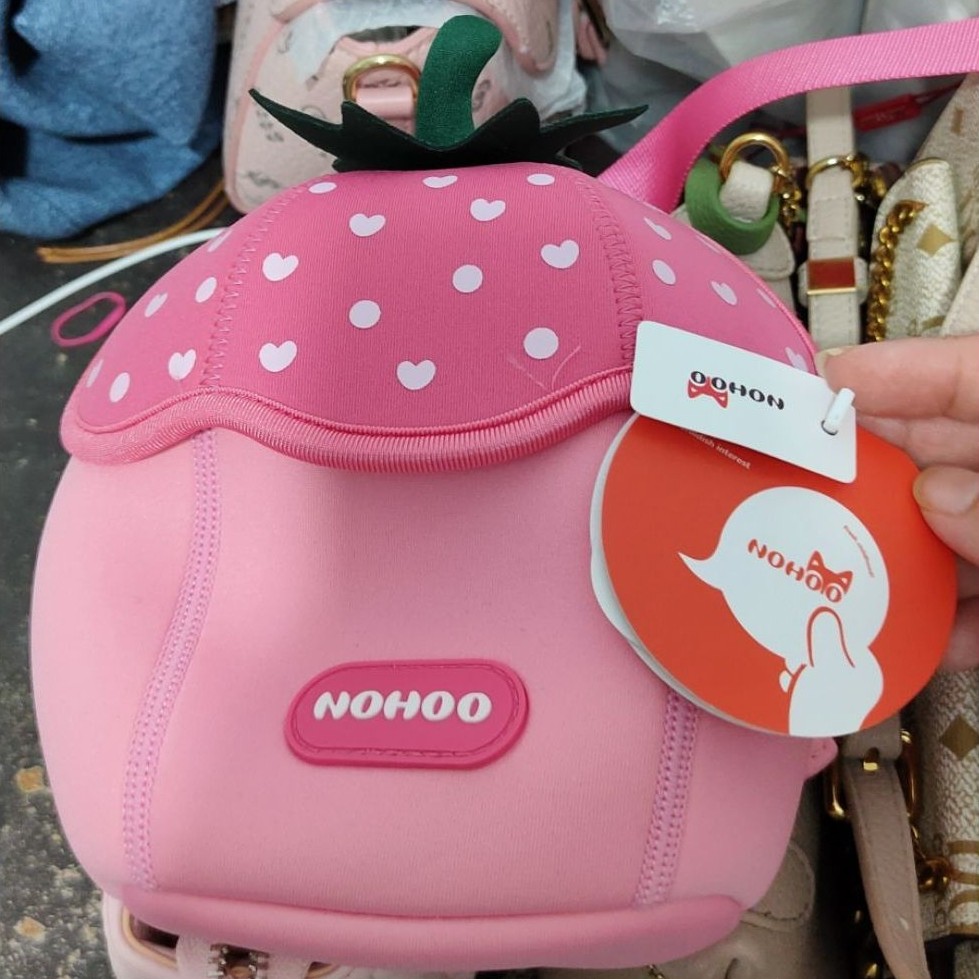 nohoo tas anak strawberry pink 16cm