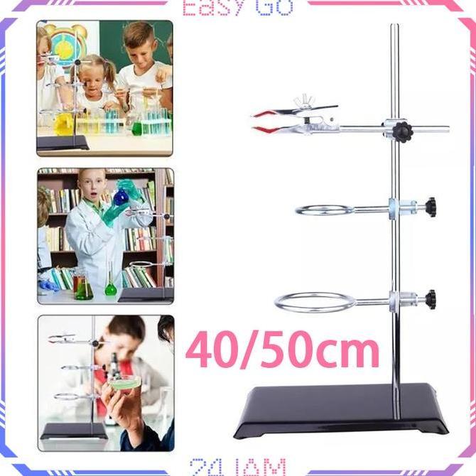 FARMUKE Statif Laboratorium Full Set Tiang Statif Dan Klemtiang Statif Batang Statif Ring Klem Stati