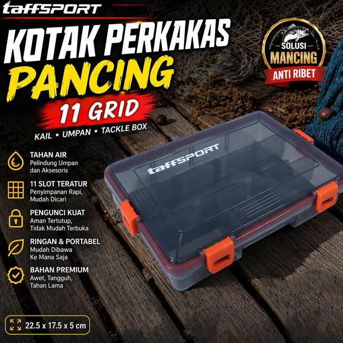 JPLA TaffSPORT Kotak Perkakas Kail Umpan Pancing Fishing Box 11 Slot Organizer Alat Mancing Tool Box