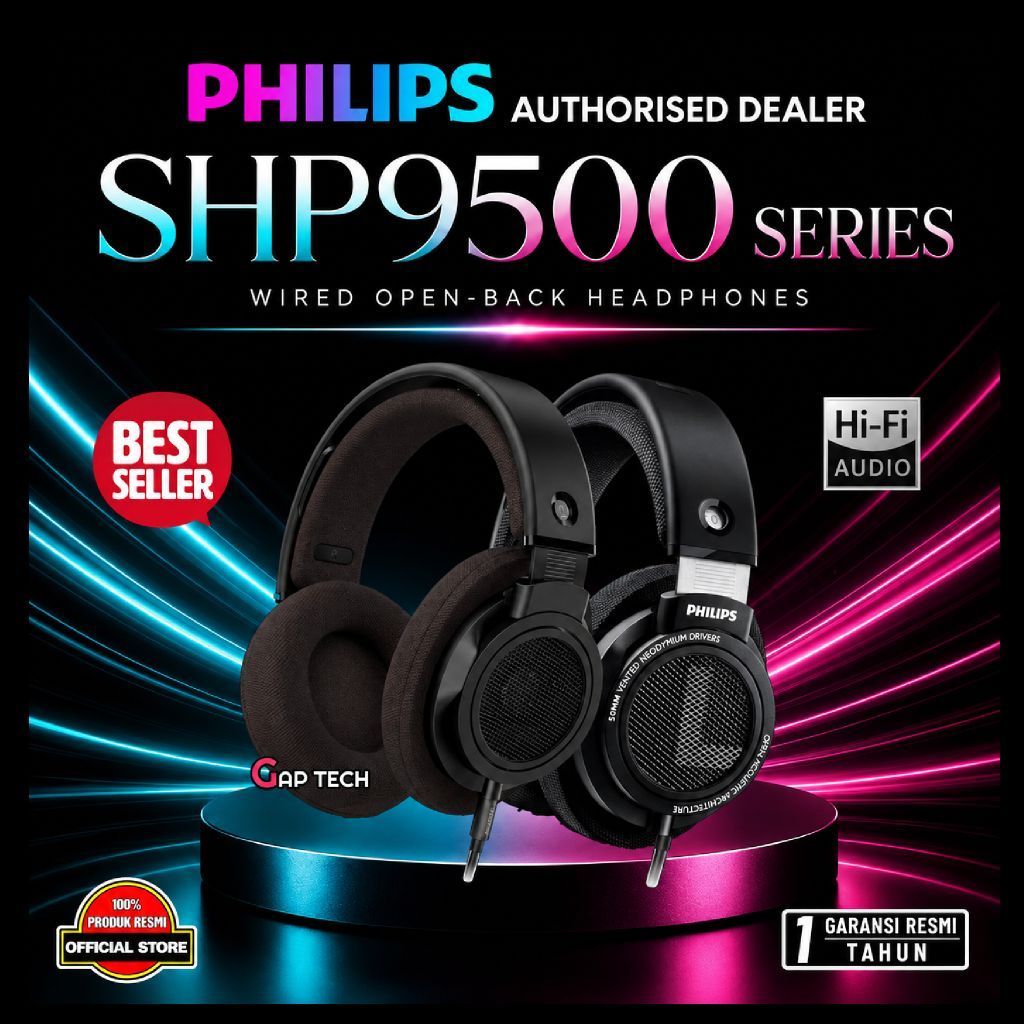 Philips SHP 9500 / SHP9500 / SHP 9500 CY / SHP9500CY (The Freddie) - Hi-Fi Wired Over Ear Open-Back 